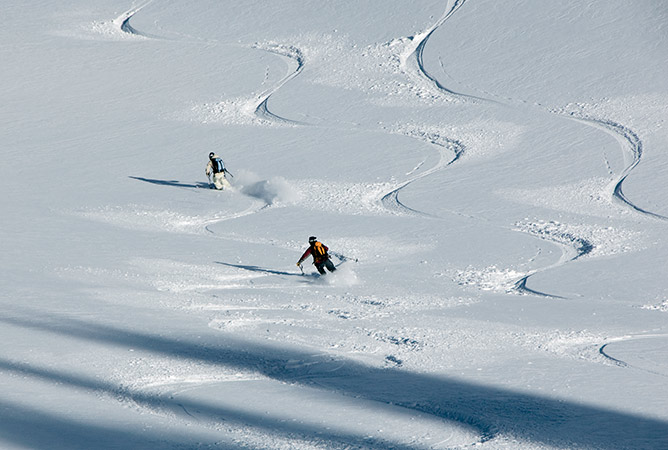 gang skiing girls